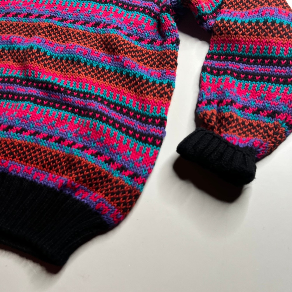 Christopher Vintage 80s Striped Turtleneck Sweater‎ Pink Purple Teal Mens Medium - Picture 6 of 6